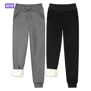 Women's Sherpa Lined Sweatpants with Pockets Winter Warm Jogger Pants